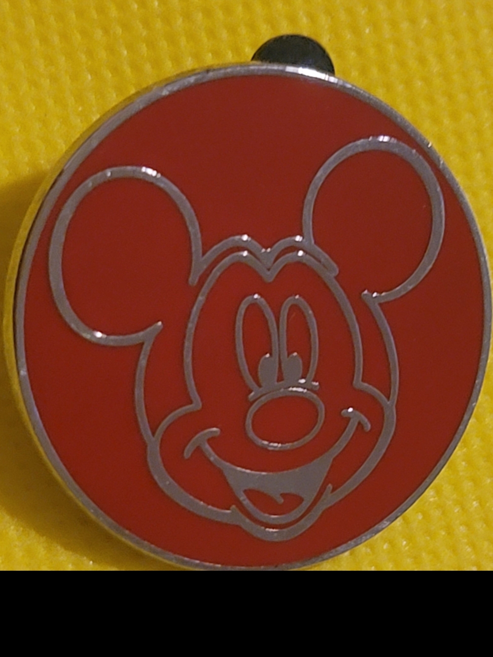 Disney Pin Red Enamel Mickey Mouse Silver Outline Trading Pin